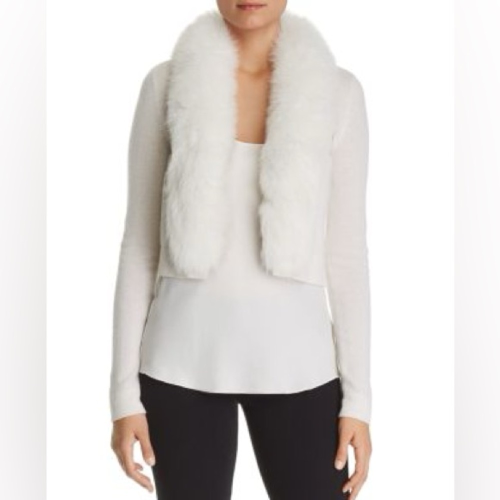 Cashmere by Bloomingdale’s 
Size Large fur trimmed bolero